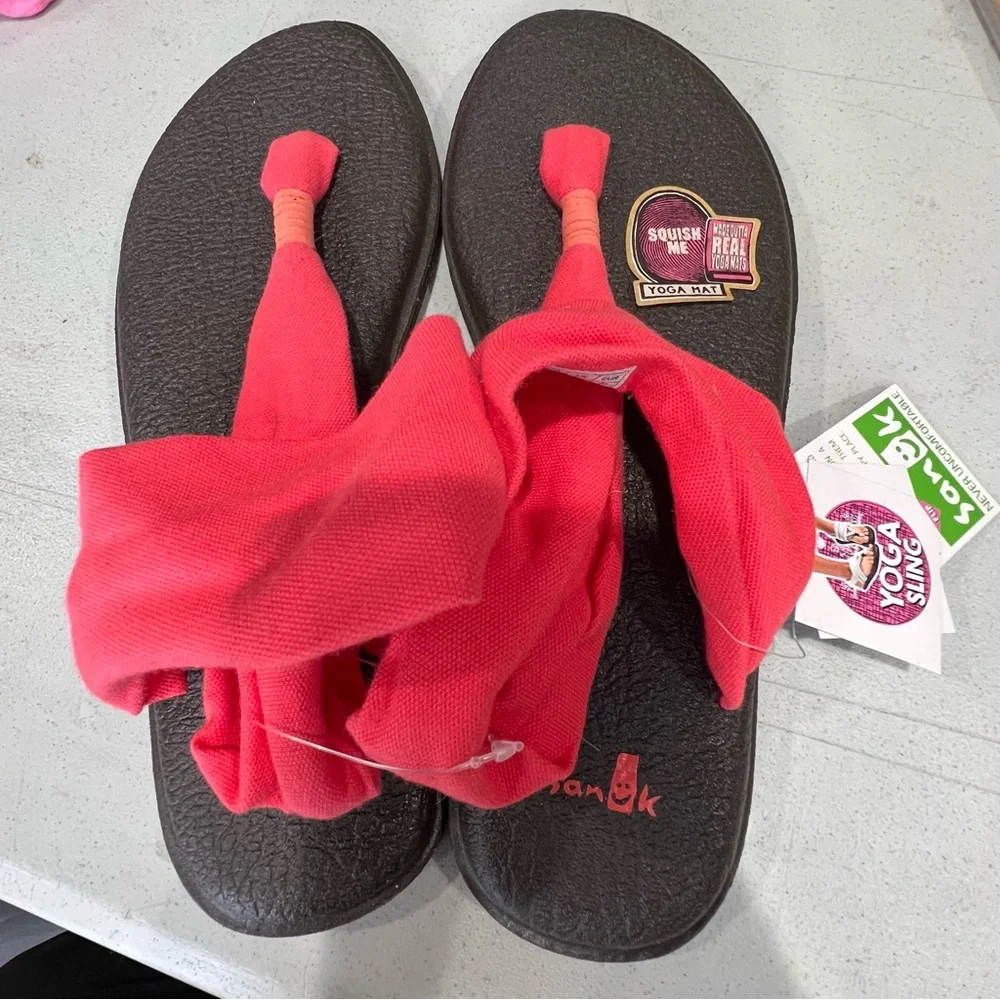 Sanuk Yoga Sling 2 Womens Coral Pink Fabric Comfort Sling Sandal Yoga Mat Size 9